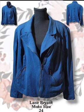 Lane Bryant Deep Teal Faux Suede Moto Jacket Size 24